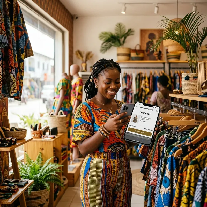 Online fashion store checkout on a device