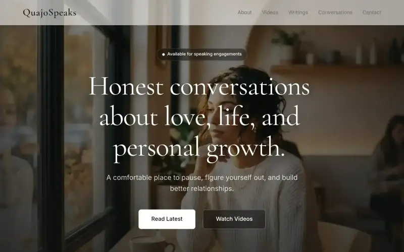 Quajo Speaks personal brand site