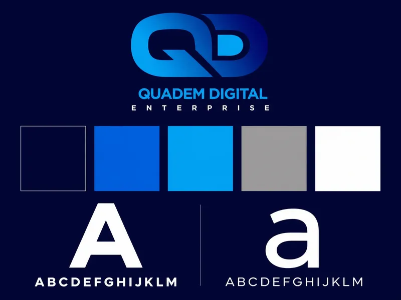 Quadem Digital brand guidelines: logo, colour palette and typography
