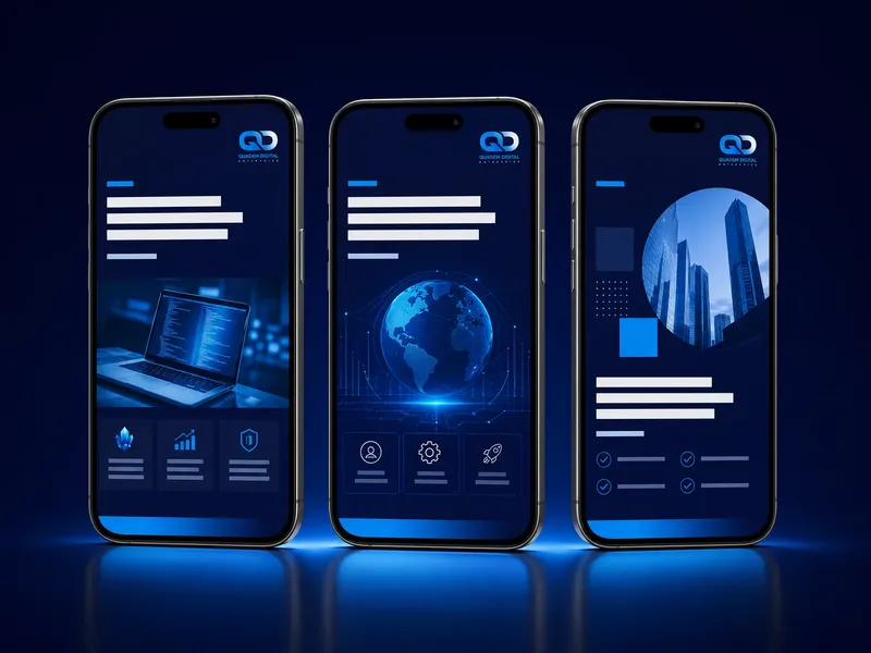 Quadem Digital social media post templates on three phones