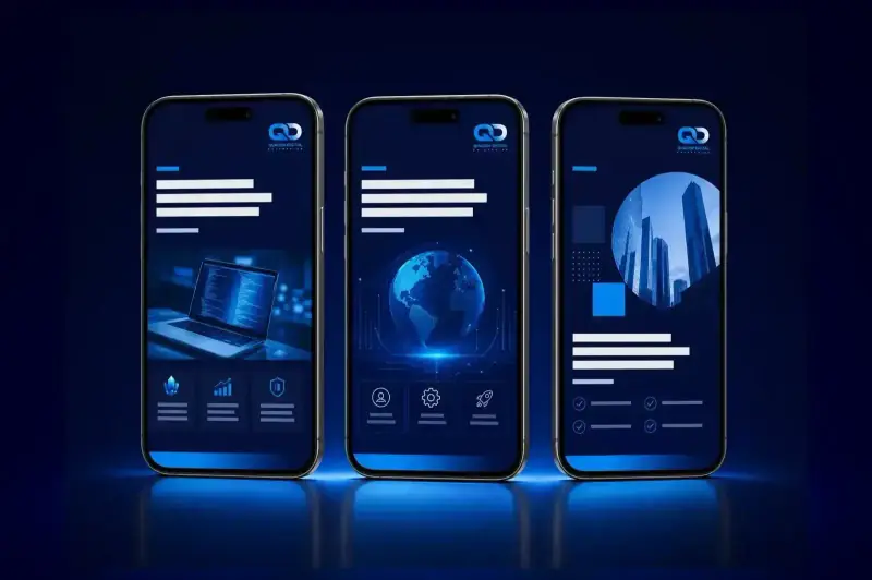 Quadem Digital social media templates on three phones